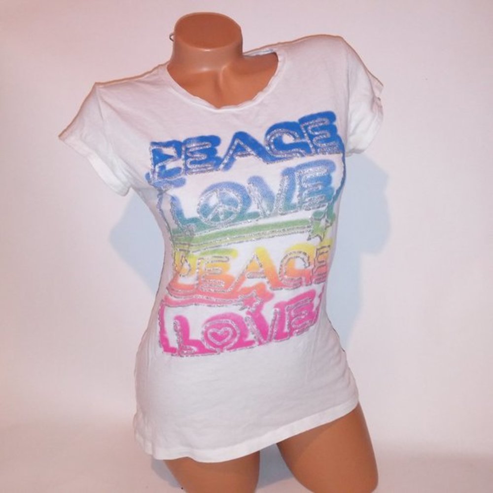 Max T Shirt Large White Neon Colorful Graphic Tee Short Sleeve‎ Y2K